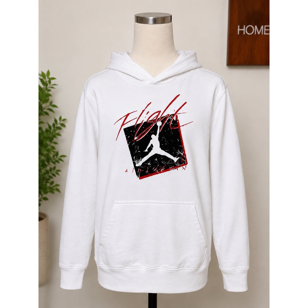 Jordan Flight White Hoodie Boys XL 13/15 Jumpman Graphic Sweatshirt
